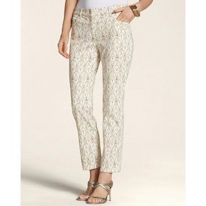 Chico's Rhinestone & Lace Skimmer Pants in Cream - Chico's Size 0 (Small/4)